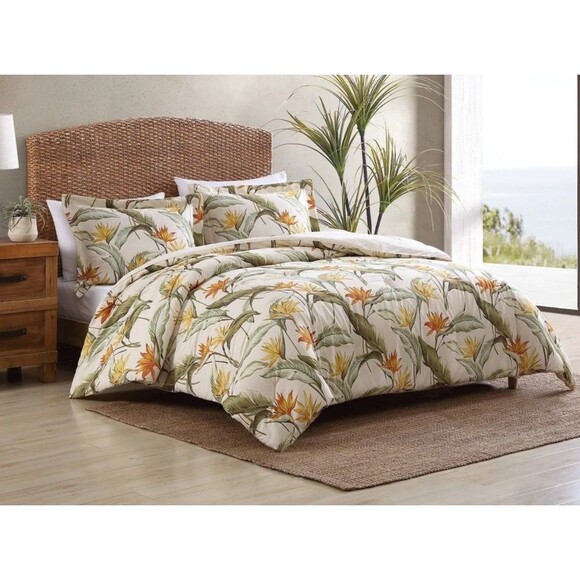 TOMMY BAHAMA Birds Of Paradise 3pc Cotton Duvet Cover Set Full/Queen NIP - Picture 1 of 8
